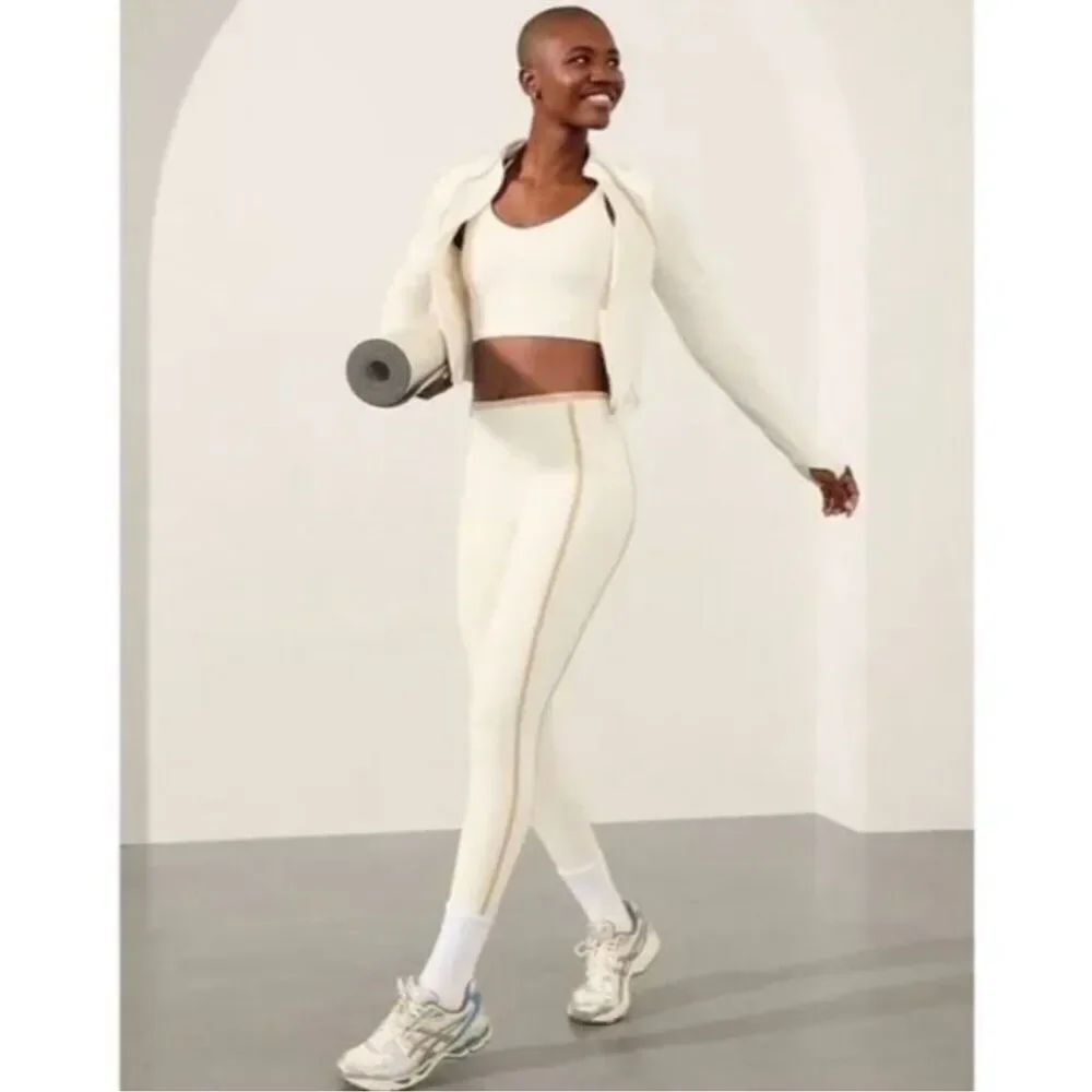 NWT New ATLETA Ultra High Rise Elation Tight Legging Tipped Stripe Bone Tan M